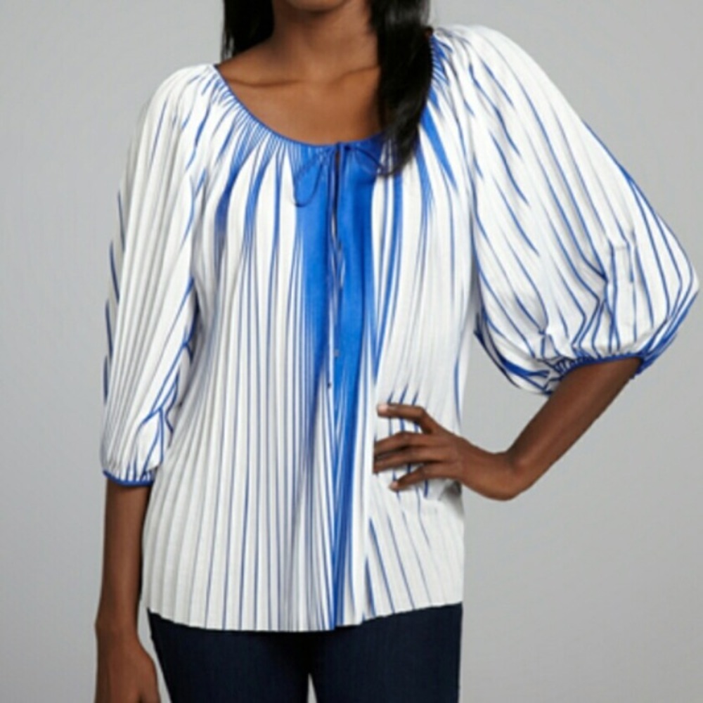 Diane Von Furstenberg (DvF) Keoni Top Blue White
